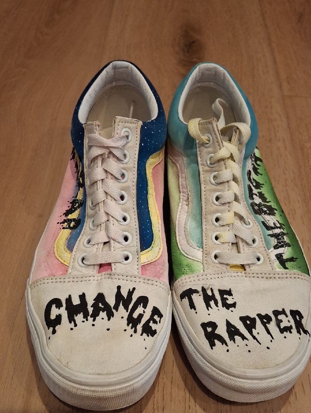 Vans Hand-Painted Colorblock Canvas Sneakers - "Chance The Rapper"